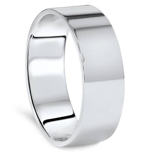 7mm Flat High Polished Wedding Band 14K White Gold