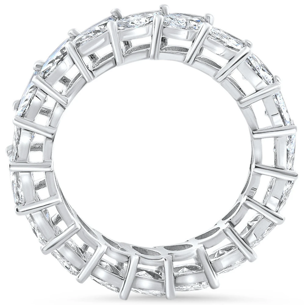 4 Ct Marquise Cut Designer Diamond Eternity Wedding Ring 14k Gold Lab Grown (F-G, VS2-SI1)