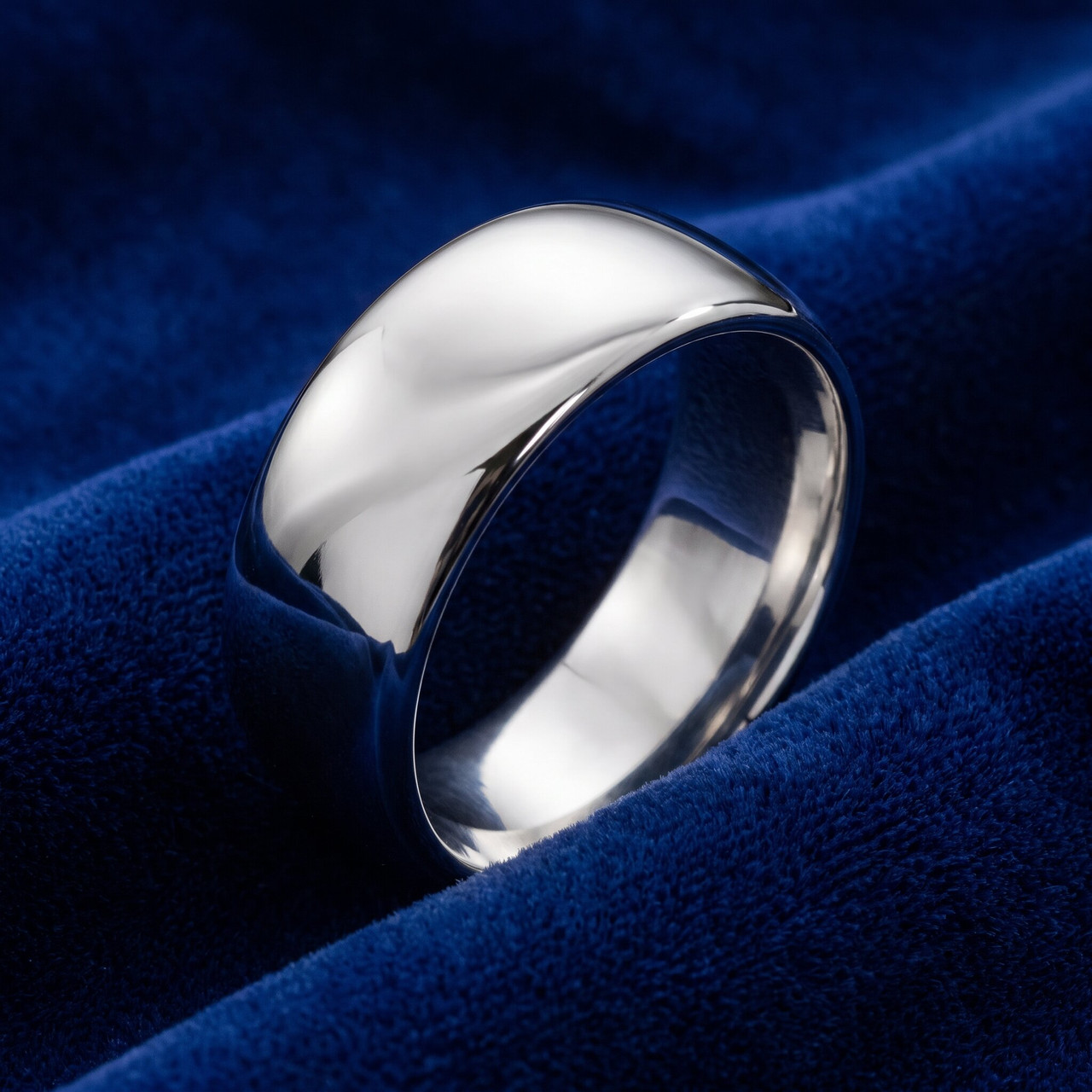 8mm Dome High Polished Wedding Band 950 Platinum