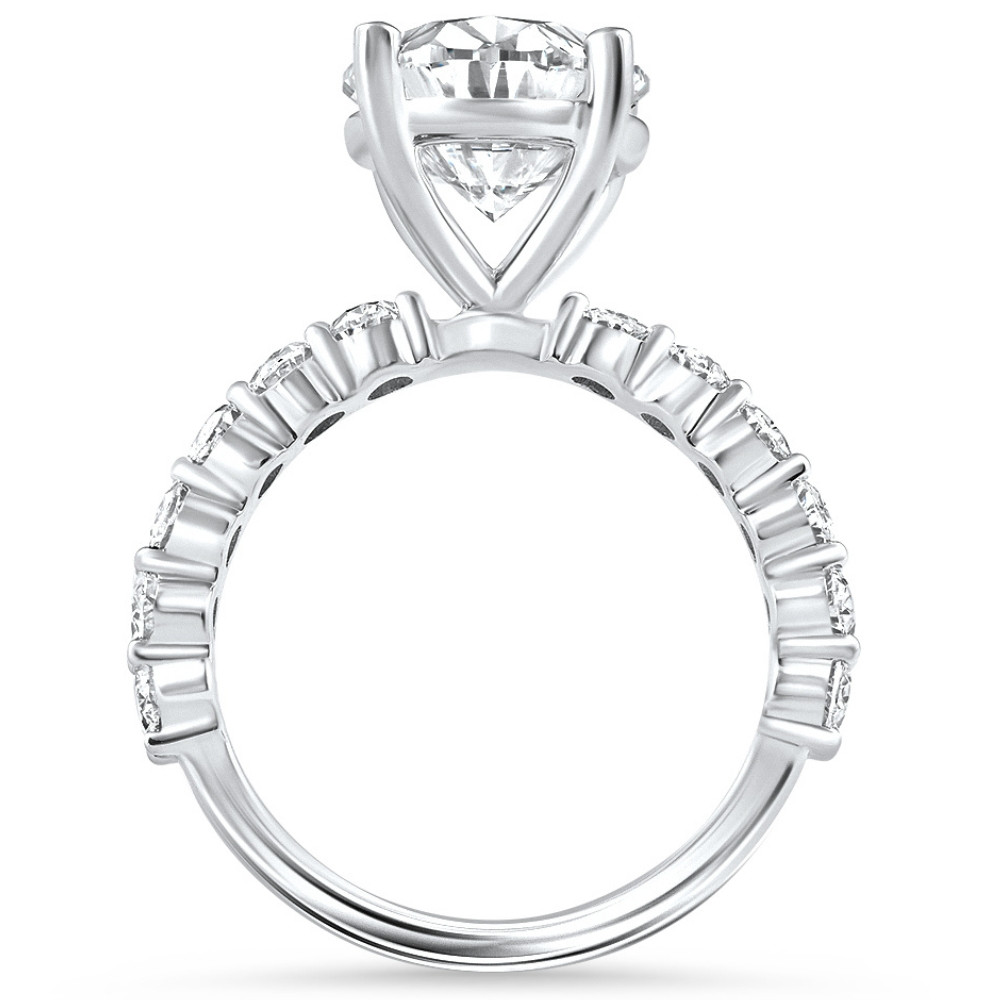 Certified 6Ct Oval Diamond Side Stone Engagement 14k White Gold Lab Grown (I-J, VS)