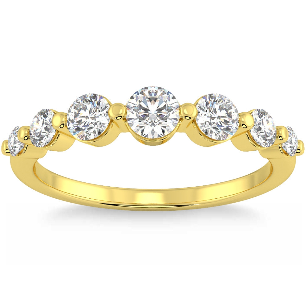 3/4Ct Graduated Diamond Anniversary Wedding Ring 14k Gold Lab Grown (F-G, VS2-SI1)