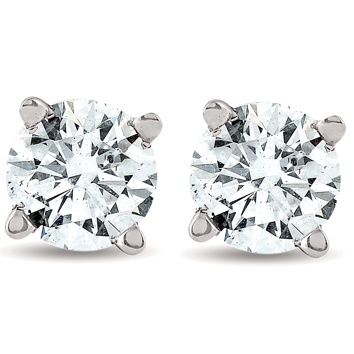 1/2 cttw Round Cut Diamond Studs 14k White Gold Womens Earrings (I-J, I2-I3)