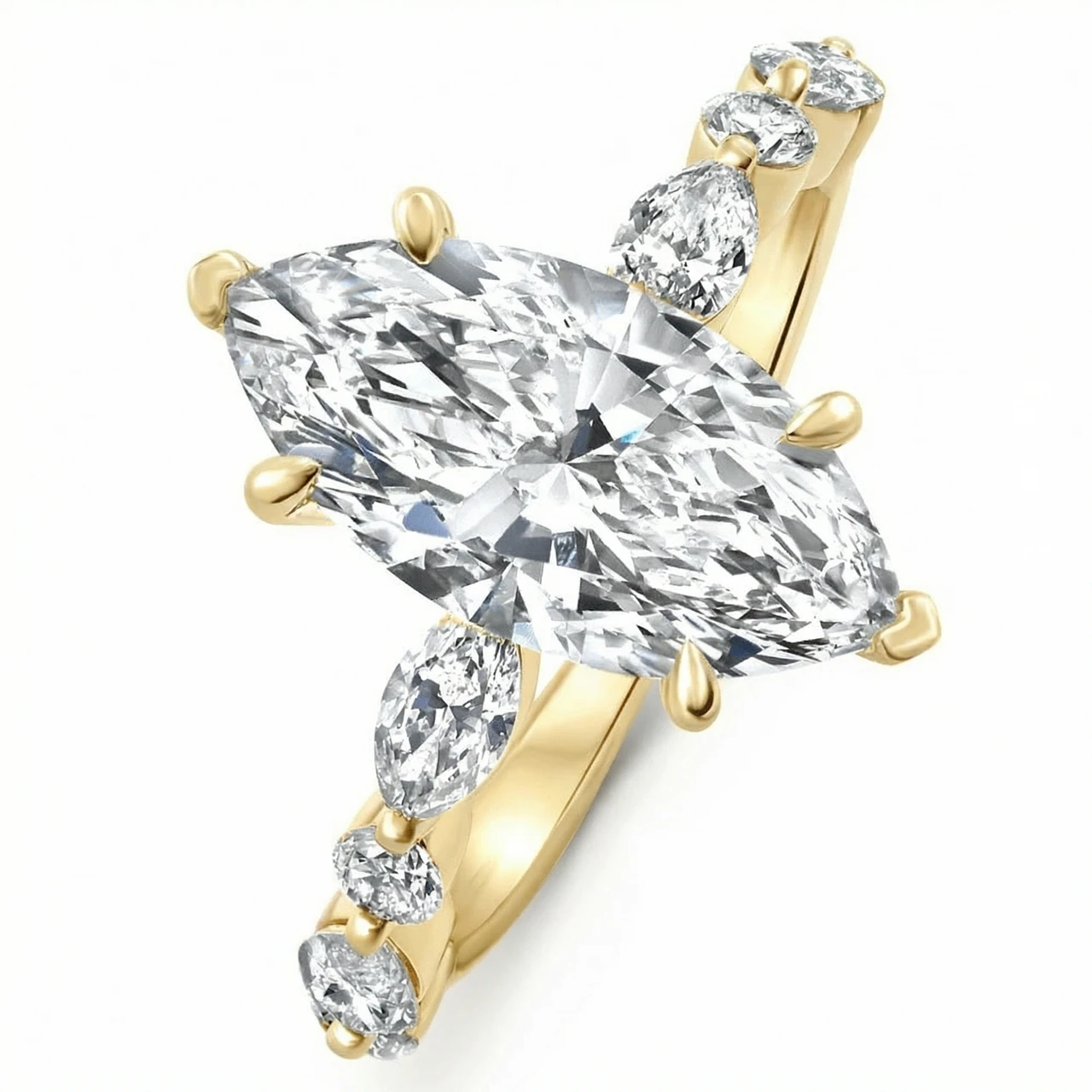 Certified 1.75-5.75Ct Marquise Diamond Engagement Ring 14k or Platinum Lab Grown (G-H, VS2-SI1)