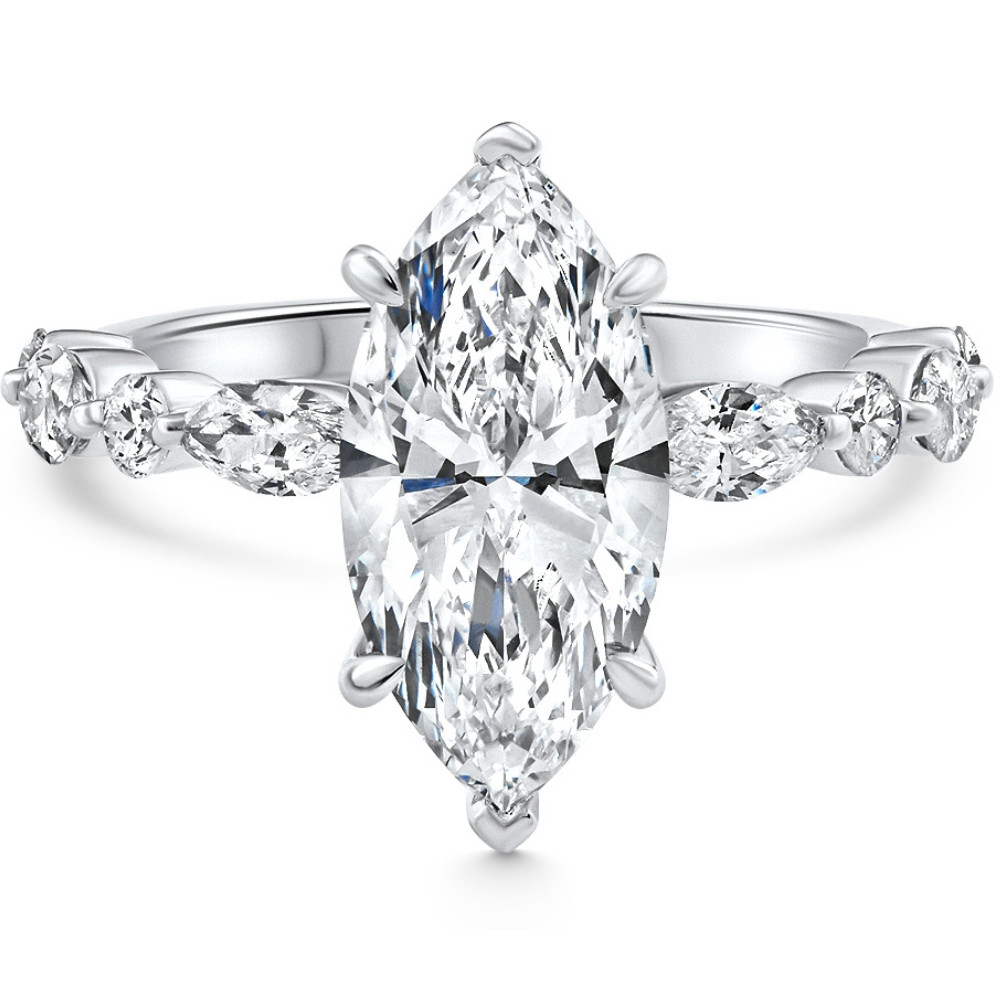 Certified 1.75-5.75Ct Marquise Diamond Engagement Ring 14k or Platinum Lab Grown (G-H, VS2-SI1)