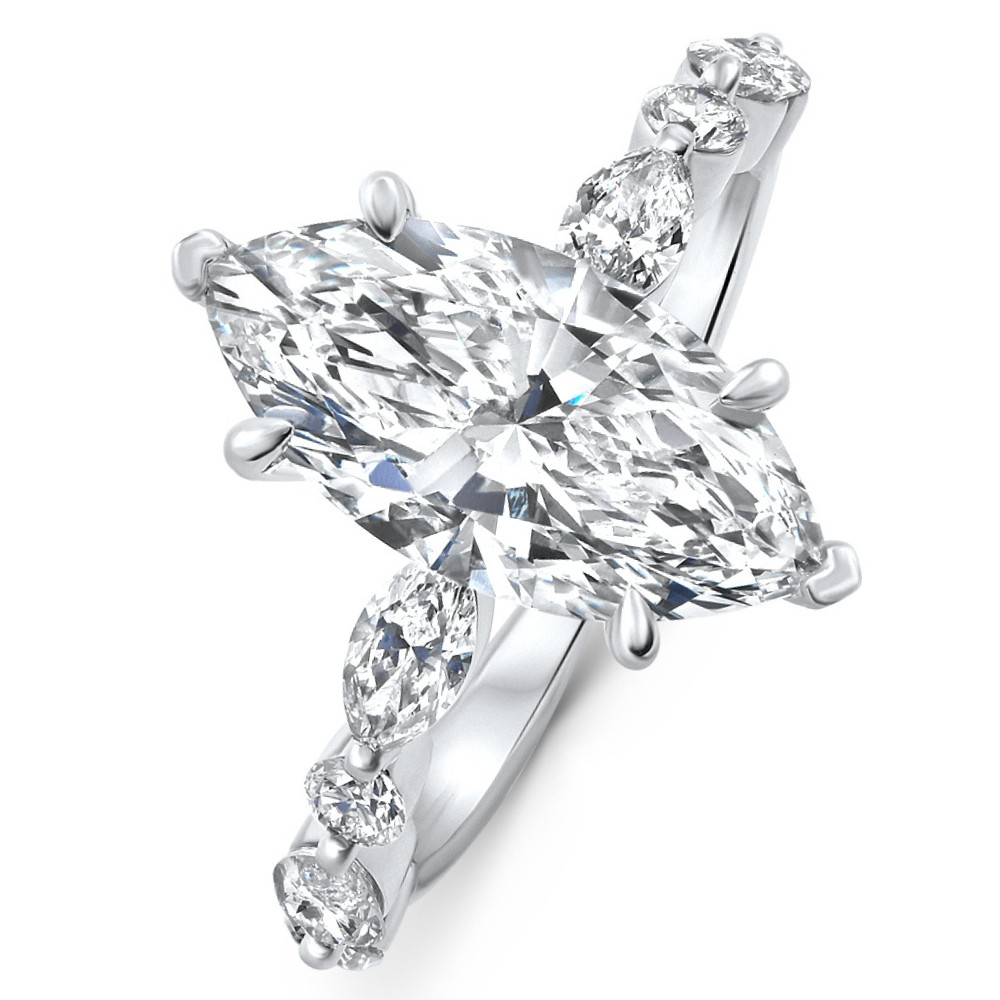 Certified 1.75-5.75Ct Marquise Diamond Engagement Ring 14k or Platinum Lab Grown (G-H, VS2-SI1)
