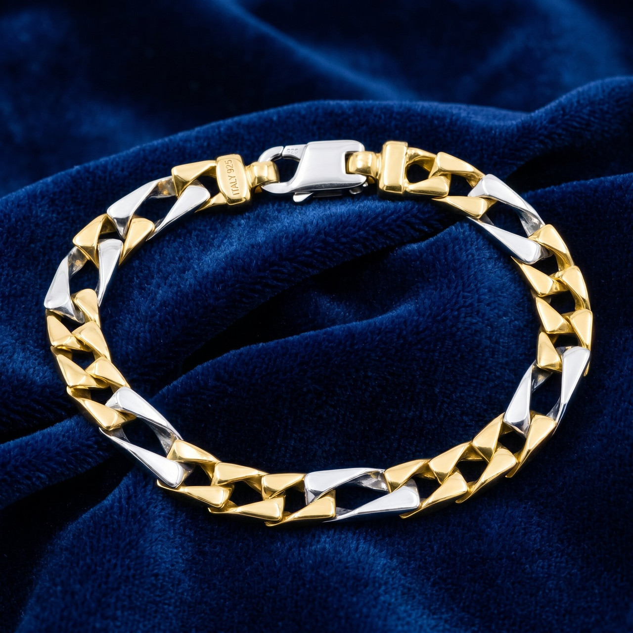 Men's Designer Figaro Link 14k Gold (37gram) or Platinum (60gram) 8mm Bracelet 8.5"