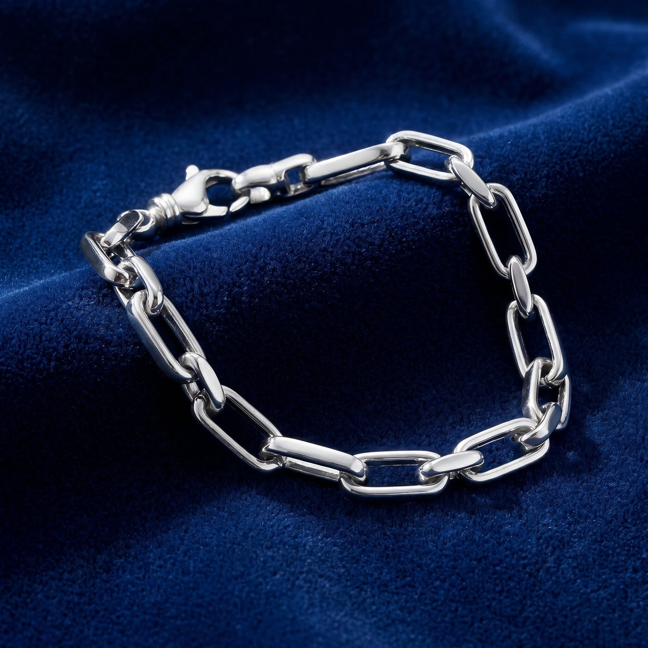Men's Round & Square Link 14k Gold (16gram) or Platinum (26gram) 5mm Bracelet 8.5"