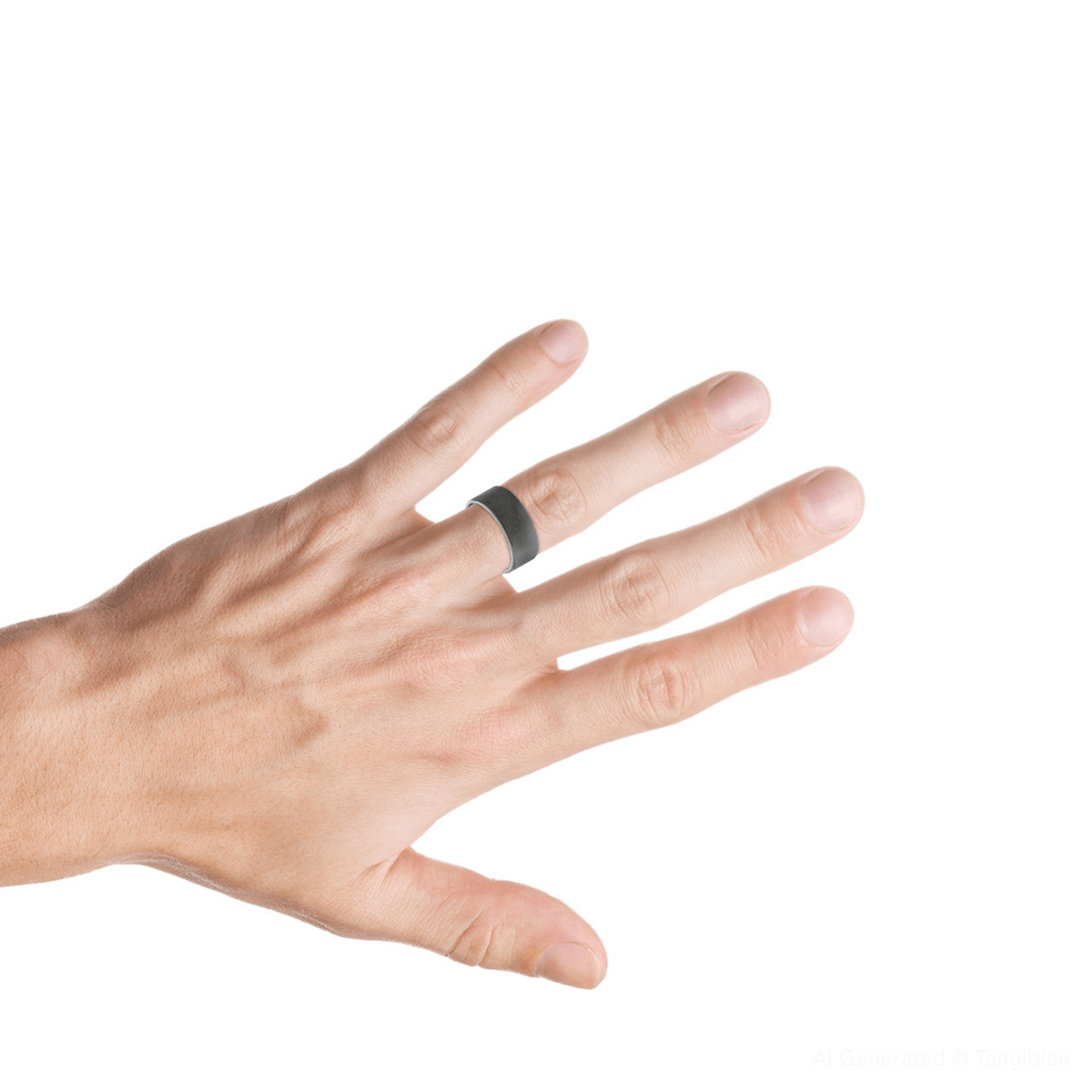 Mens 14K Black Gold Brushed 8mm Comfort Fit Wedding Band