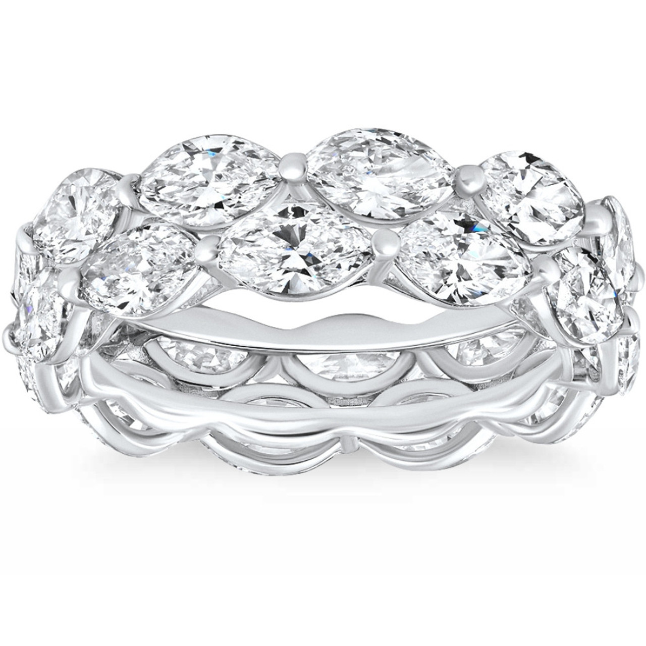 5 - 6 Ct East West Oval Diamond Eternity Wedding Ring 14k Gold Lab Grown (F-G, VS)