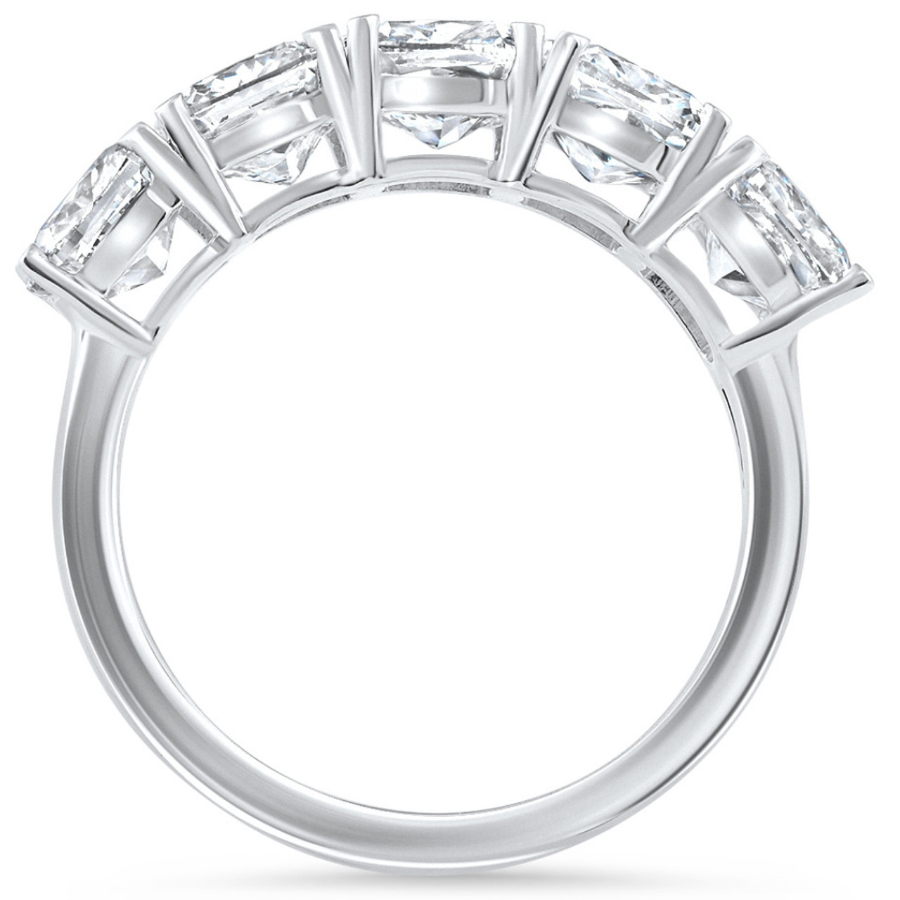 1 - 3 1/2 Ct Cushion Cut Diamond 5-Stone Wedding Ring 14k Gold Lab Grown (F-G, VS)