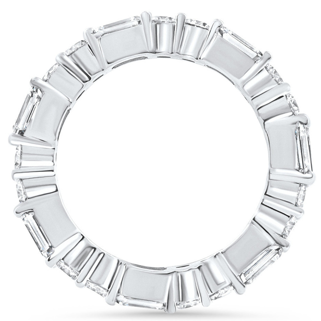 3Ct Emerald & Round Cut Diamond Eternity Wedding Ring 14k Gold Lab Grown (F-G, VS)