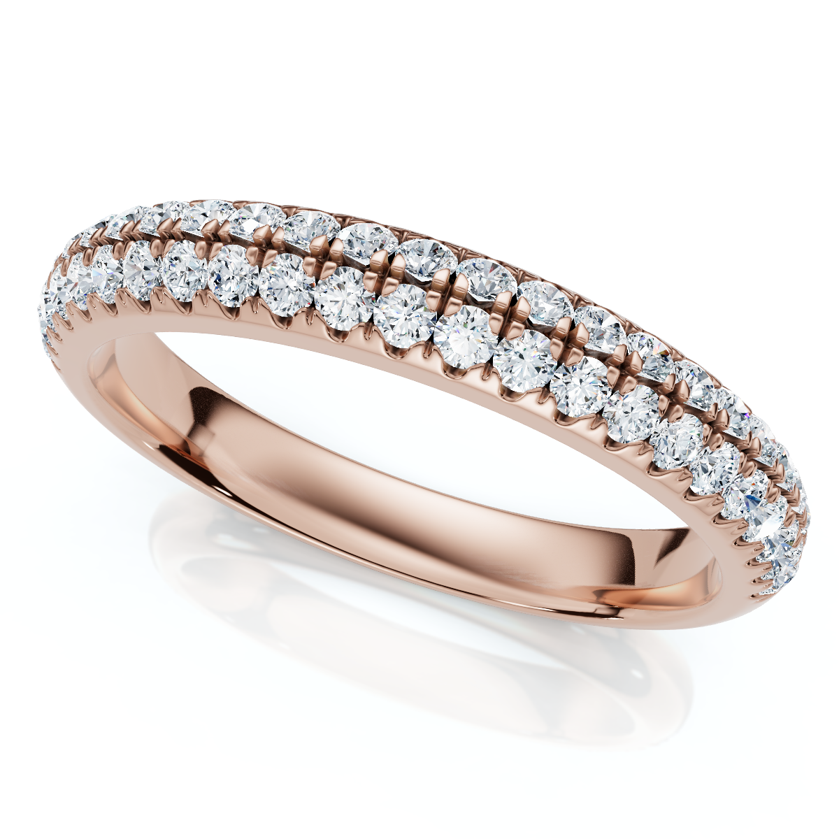 1/4Ct Micro Pave Diamond Wedding Ring 1/2 Eternity Band 14k Gold Lab Grown (F-G, VS)