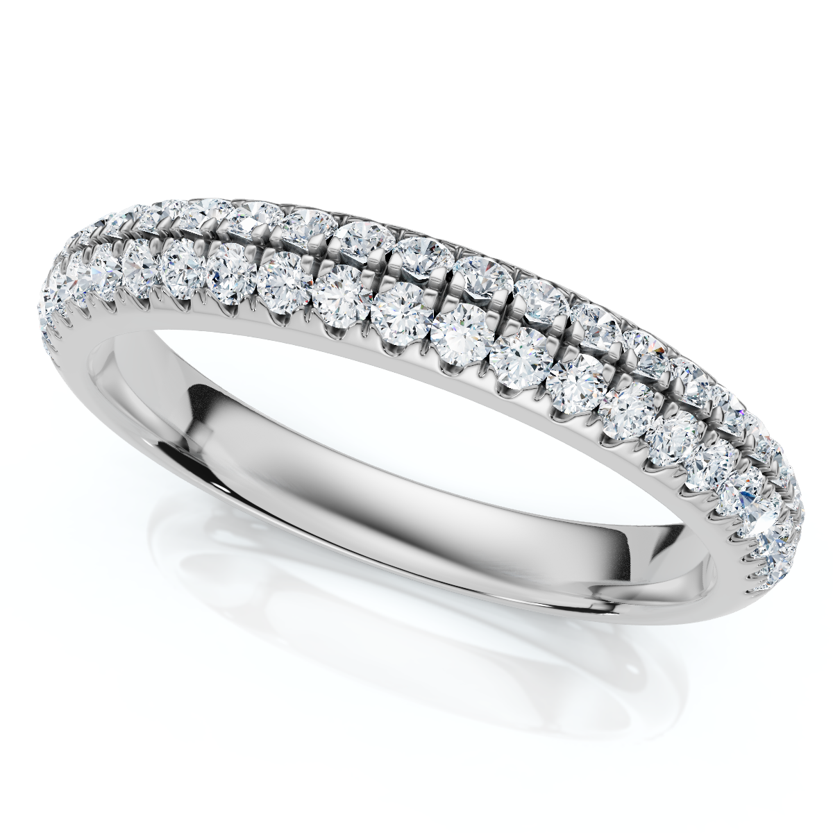 1/4Ct Micro Pave Diamond Wedding Ring 1/2 Eternity Band 14k Gold Lab Grown (F-G, VS)