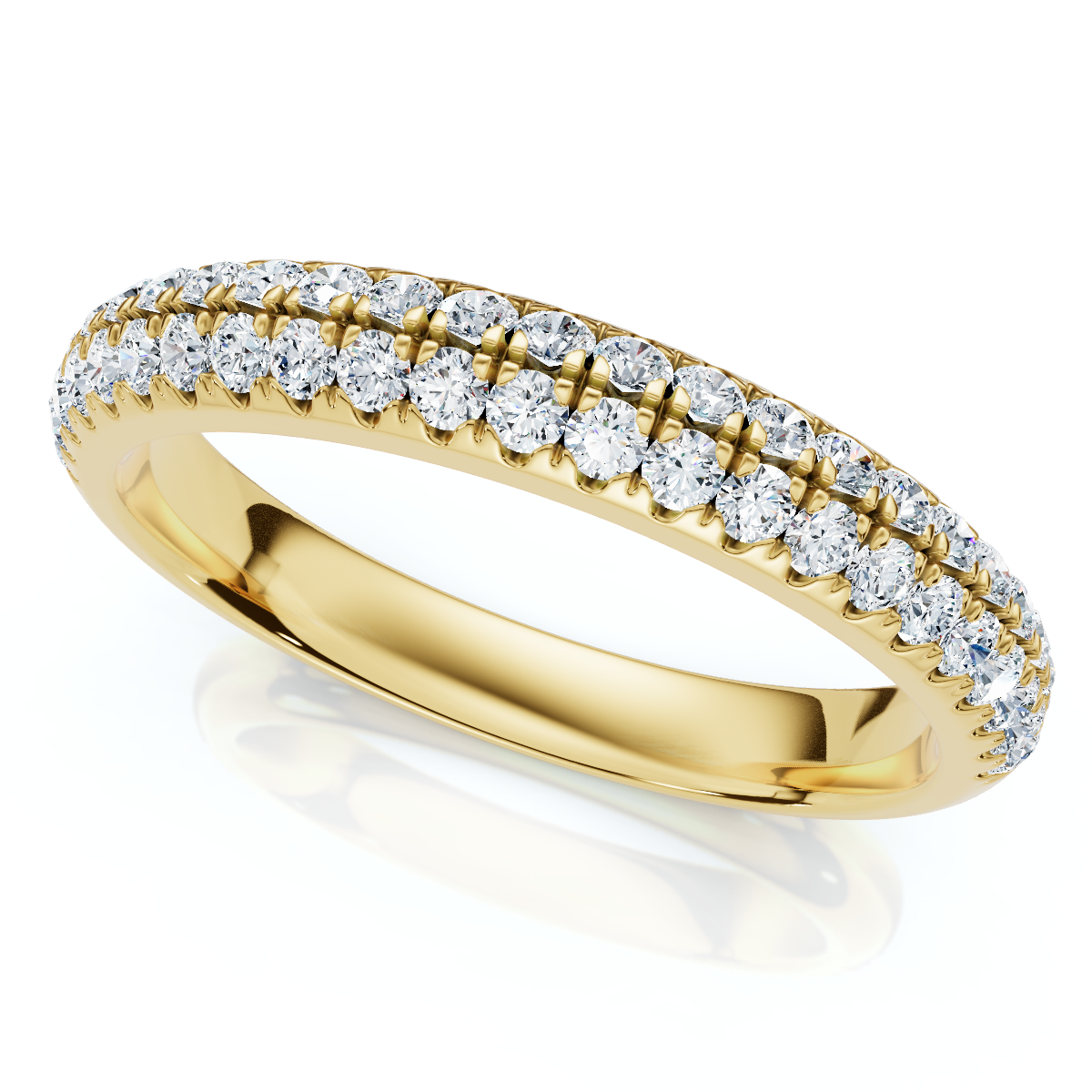 1/4Ct Micro Pave Diamond Wedding Ring 1/2 Eternity Band 14k Gold Lab Grown (F-G, VS)