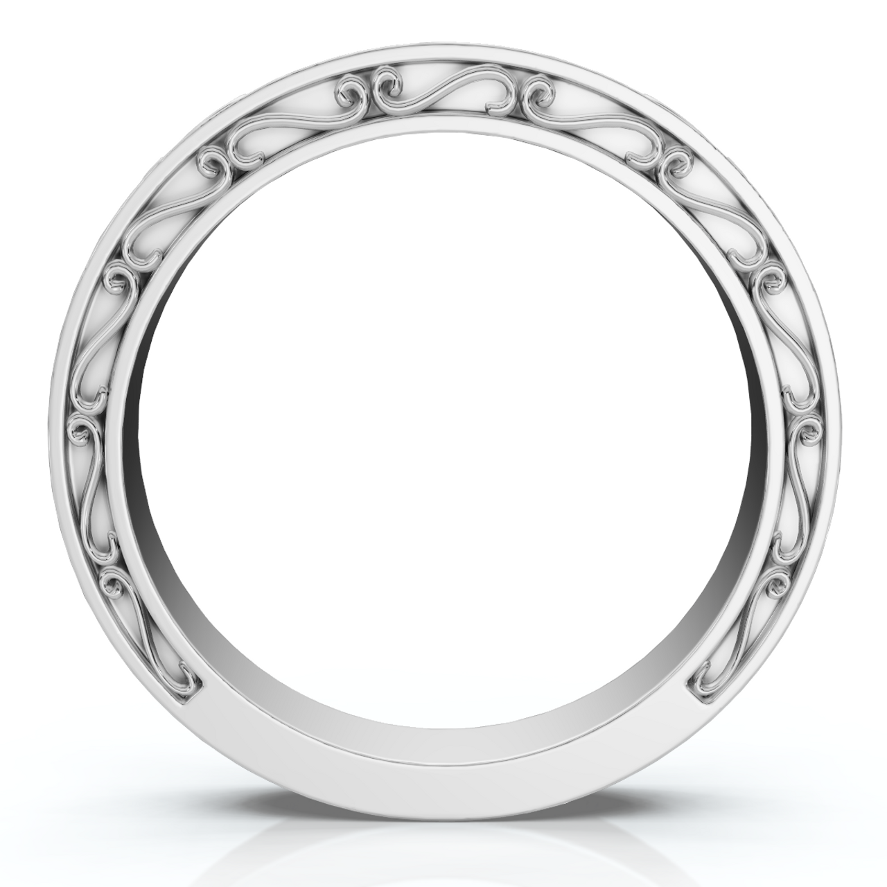 Stackable Diamond Wedding Ring Scroll Pattern Band 14k Gold Lab Grown (F-G, VS)