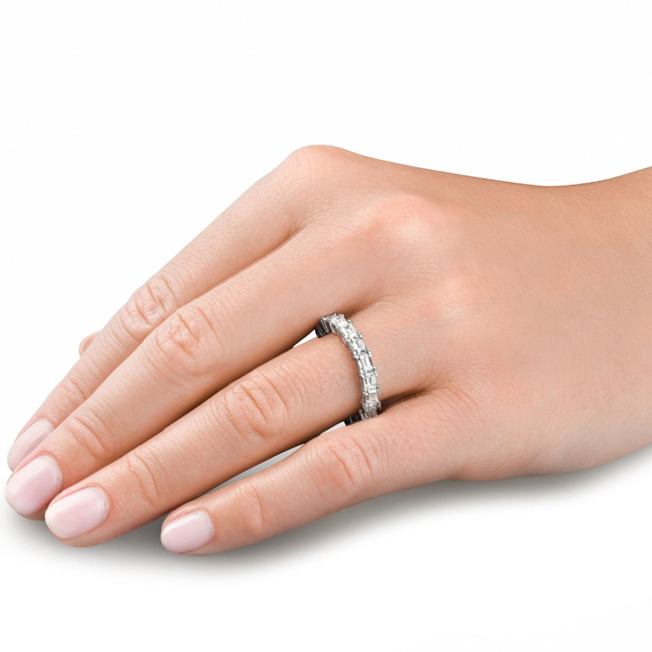 3 - 6 Ct East West Emerald Cut Diamond Eternity Wedding Ring 14k Gold Lab Grown (F-G, VS)