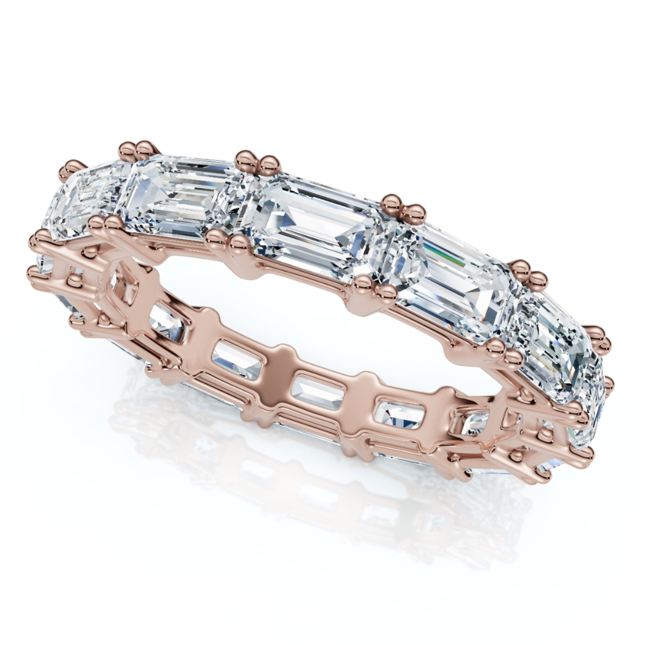 3 - 6 Ct East West Emerald Cut Diamond Eternity Wedding Ring 14k Gold Lab Grown (F-G, VS) 3 - 6 Ct East West Emerald Cut Diamond Eternity Wedding Ring 14k Gold Lab Grown (F-G, VS)