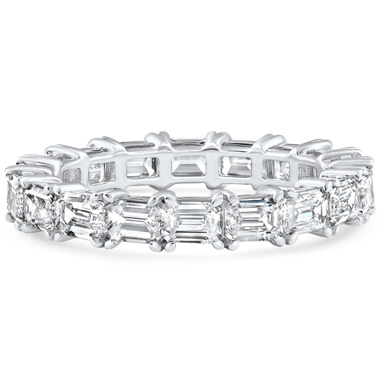 3 - 6 Ct East West Emerald Cut Diamond Eternity Wedding Ring 14k Gold Lab Grown (F-G, VS) 3 - 6 Ct East West Emerald Cut Diamond Eternity Wedding Ring 14k Gold Lab Grown (F-G, VS)