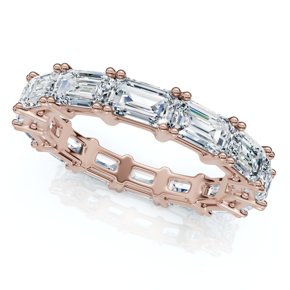 3 - 6 Ct East West Emerald Cut Diamond Eternity Wedding Ring 14k Gold Lab Grown (F-G, VS)