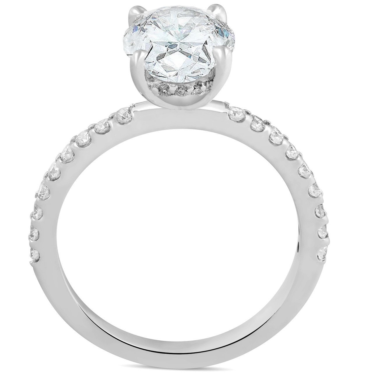 Certified 3 3/8Ct Oval Diamond Engagement Ring Hidden Halo Lab Grown White Gold (G-H, VS2-SI1)