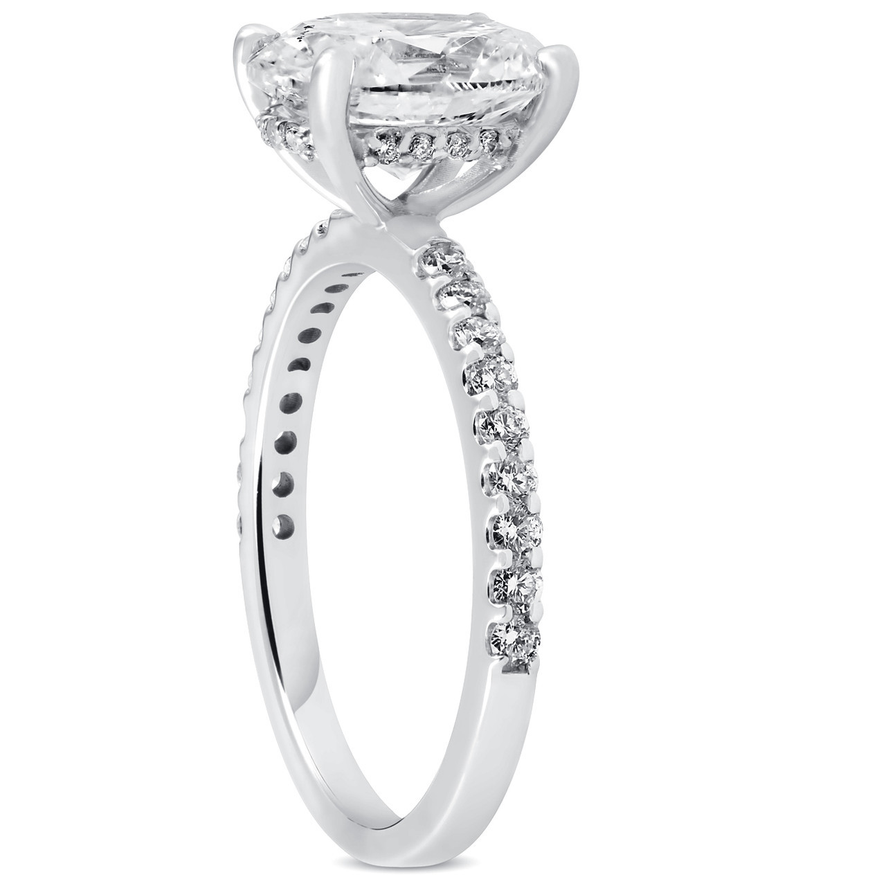 Certified 3 3/8Ct Oval Diamond Engagement Ring Hidden Halo Lab Grown White Gold (G-H, VS2-SI1)