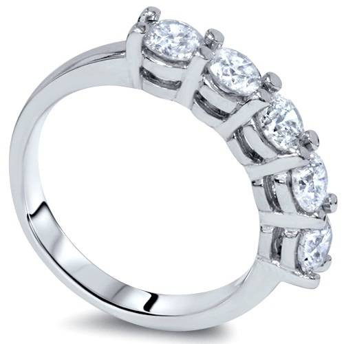 1/2ct Diamond Wedding Five Stone Ring 14k White Gold (G-H, SI)