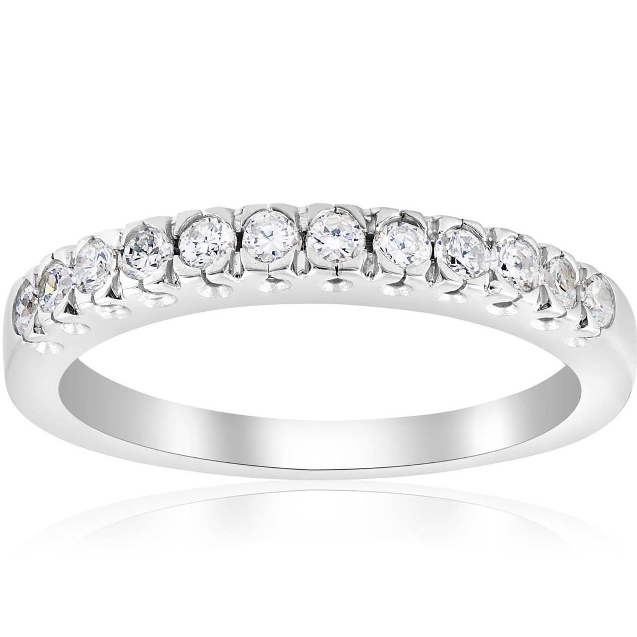 5/8ct Pave Diamond French Prong Set Wedding Ring 14K White Gold