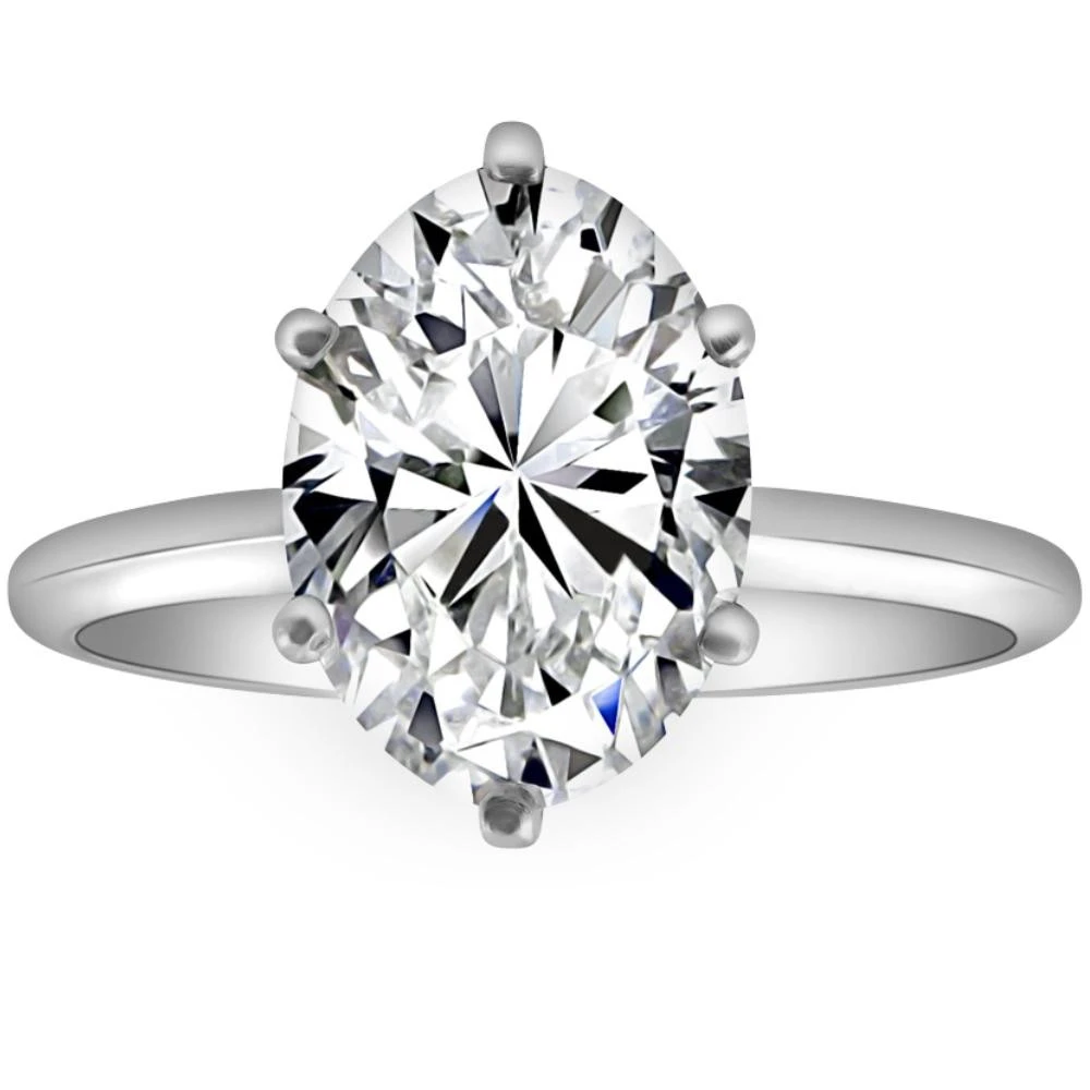 Certified 1-5Ct Oval Diamond Solitaire Engagement Ring Gold / Platinum Lab Grown (G-H, VS2-SI1)