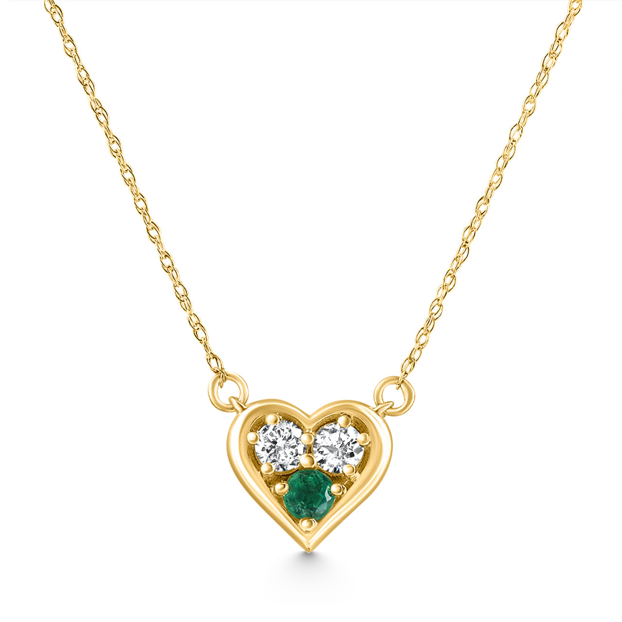 1/2Ct Heart Shape Emerald & Diamond Pendant 10k Gold Women's Necklace lab Grown (G-H, VS)