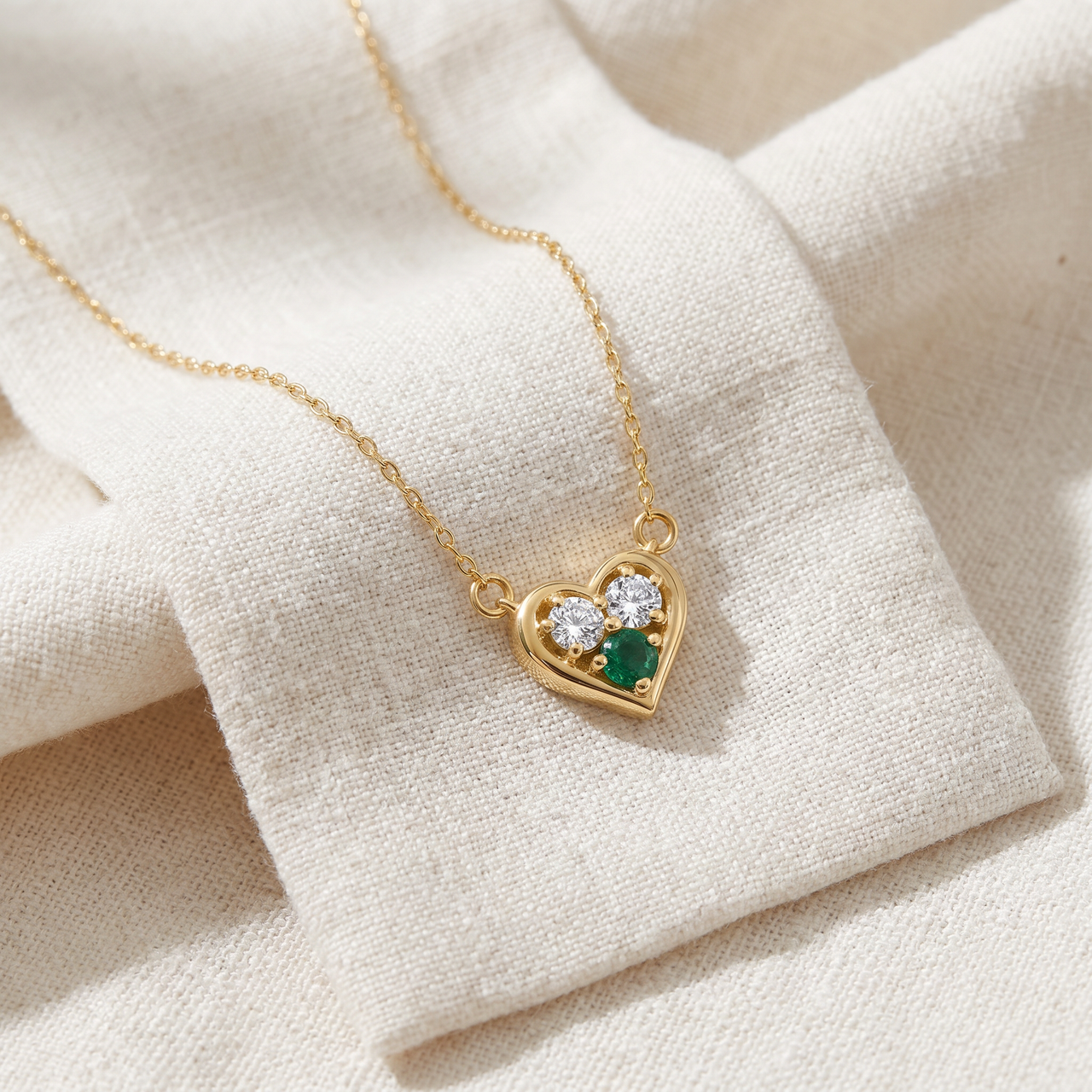 1/2Ct Heart Shape Emerald & Diamond Pendant 10k Gold Women's Necklace lab Grown (G-H, VS)