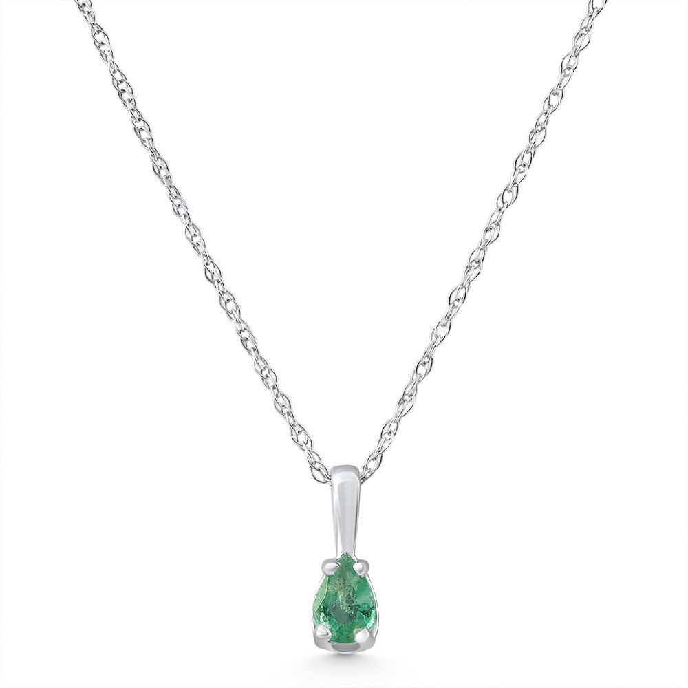 1/4Ct Pear Shape Emerald Cut Pendant 10k White Gold