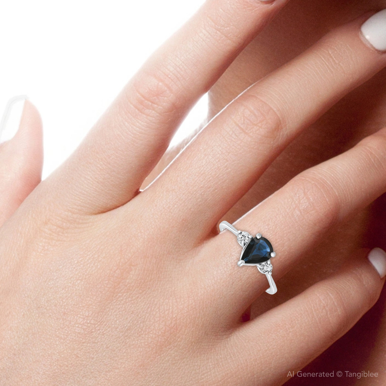 1Ct Genuine Blue Sapphire & Diamond Engagement Anniversary Ring 10k Gold (G-H, I1)