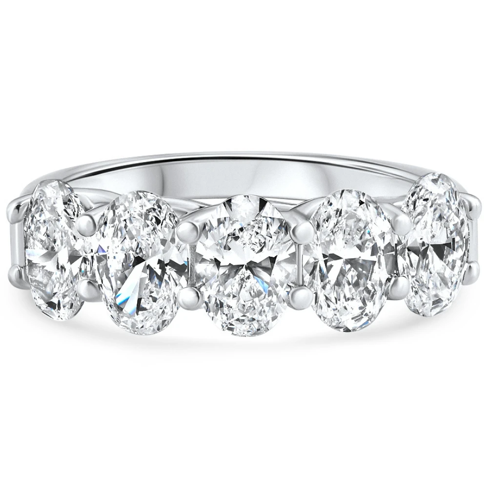 1.50 - 7.50Ct Oval Shape Diamond 5-Stone Wedding Ring Gold or Platinum Lab Grown (F-G, VS2-SI1)