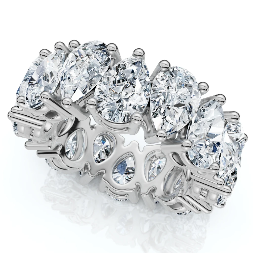 5.10Ct Pear Shape Diamond Eternity Womens Ring 14k Gold Lab Grown Stackable Band (F-G, VS)