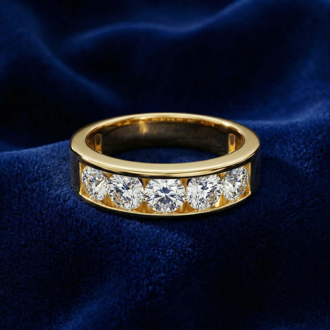 1 1/4Ct Channel Set Men's Diamond Wedding Anniversary Ring 14K Gold (H-I, I1)