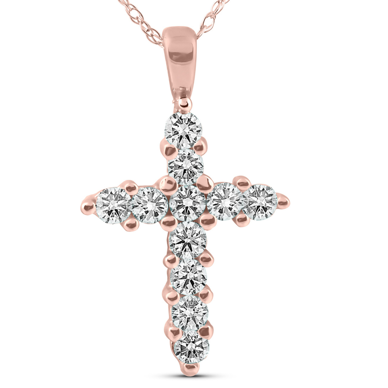 1/2ct Diamond Cross 14K Rose Gold (G-H, I1)
