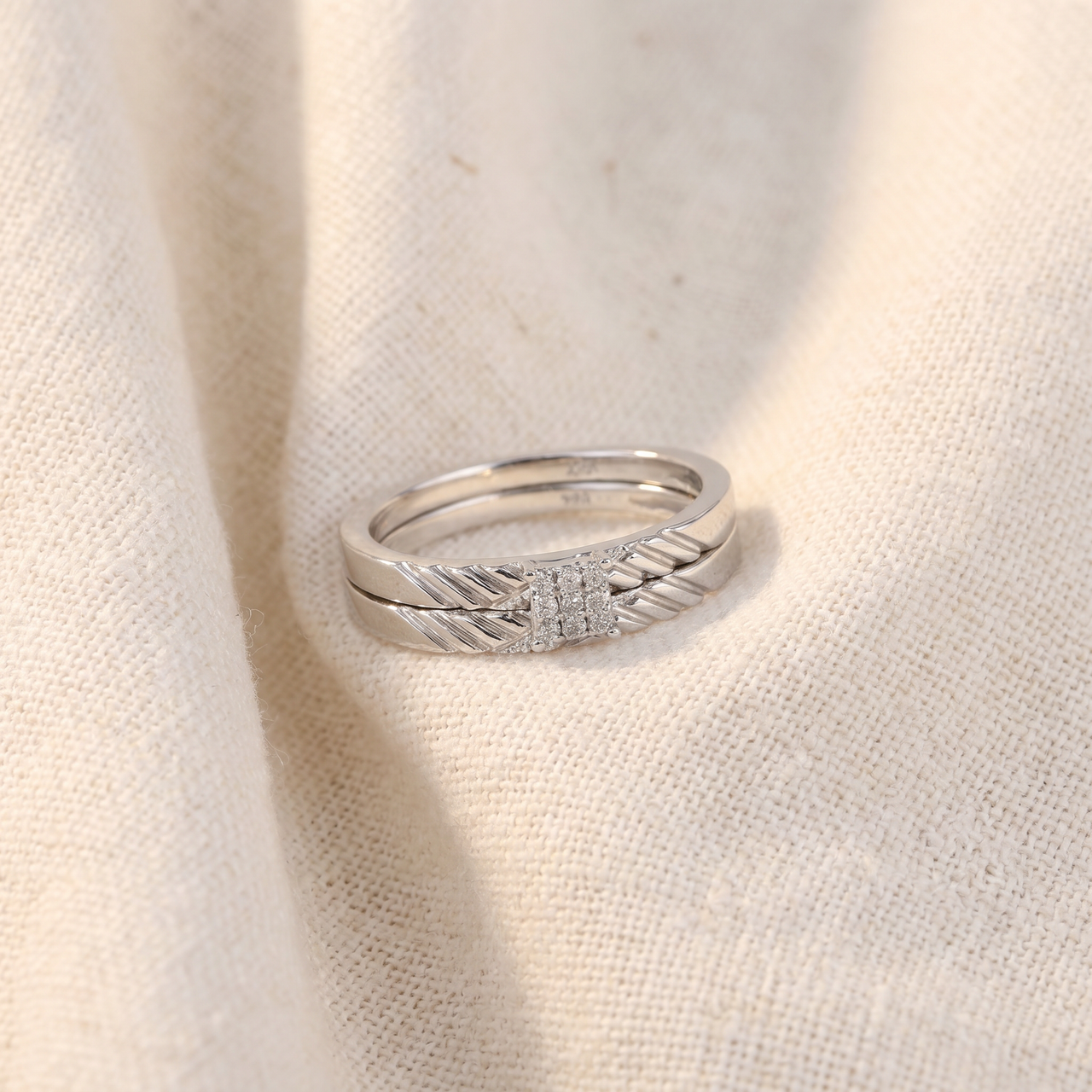 Diamond Engagement Matching Wedding Ring Set 14K White Gold (G-H, I2-I3)