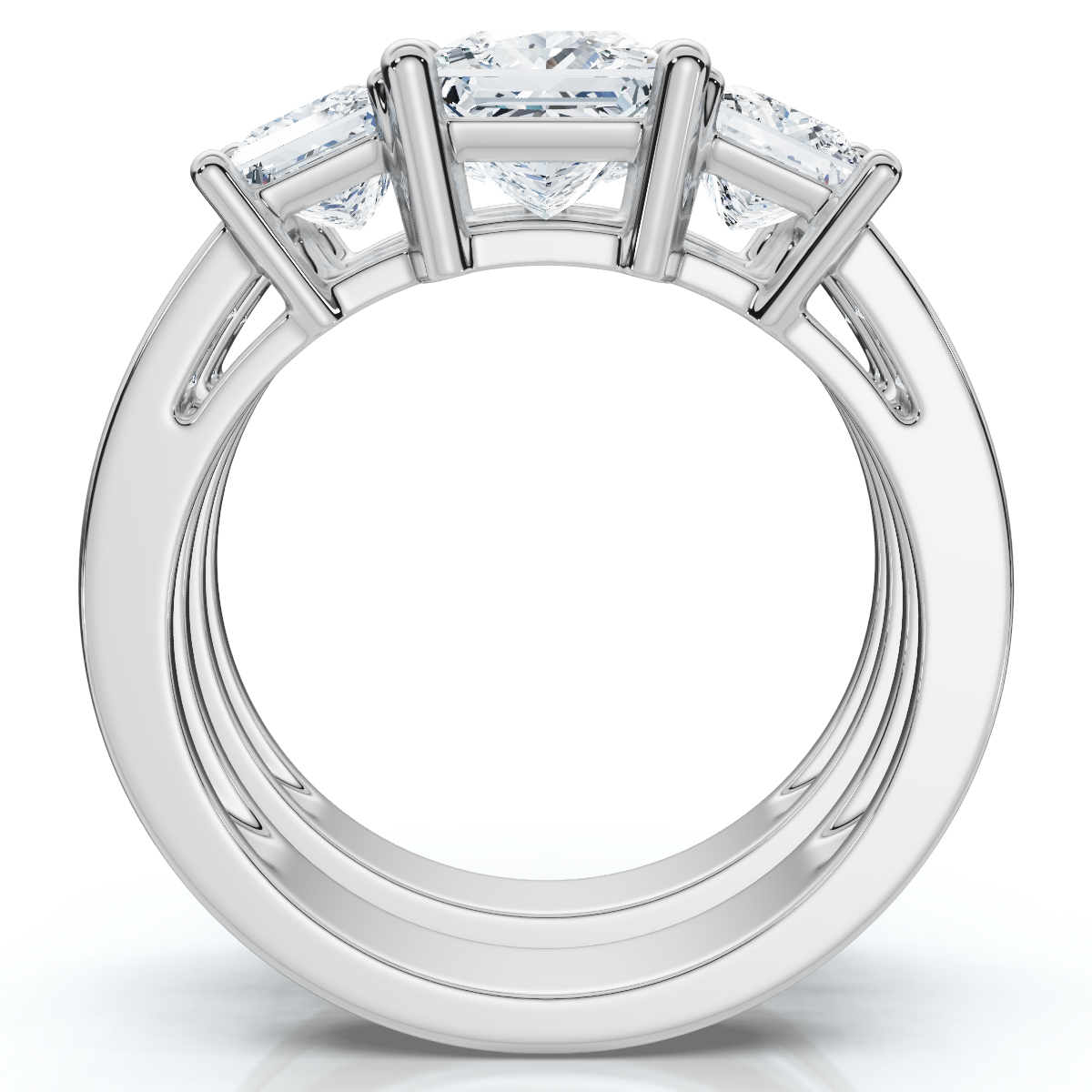 3 1/2ct Princess Cut Diamond Engagement Ring Wedding Set 14K White Gold (G-H, I1)