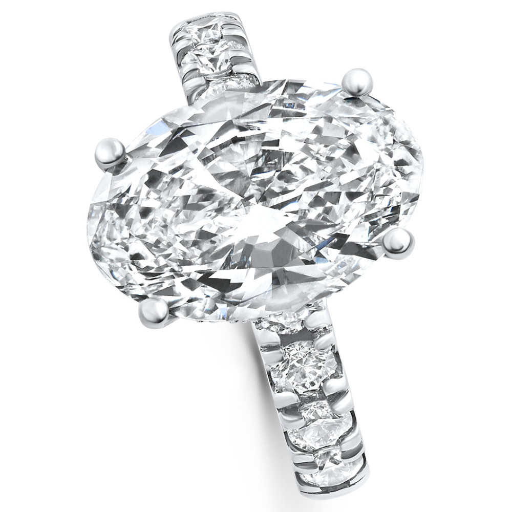 Certified 5.28Ct Oval Diamond Side Halo Engagement Ring 14k White Gold Lab Grown (F-G, VS)