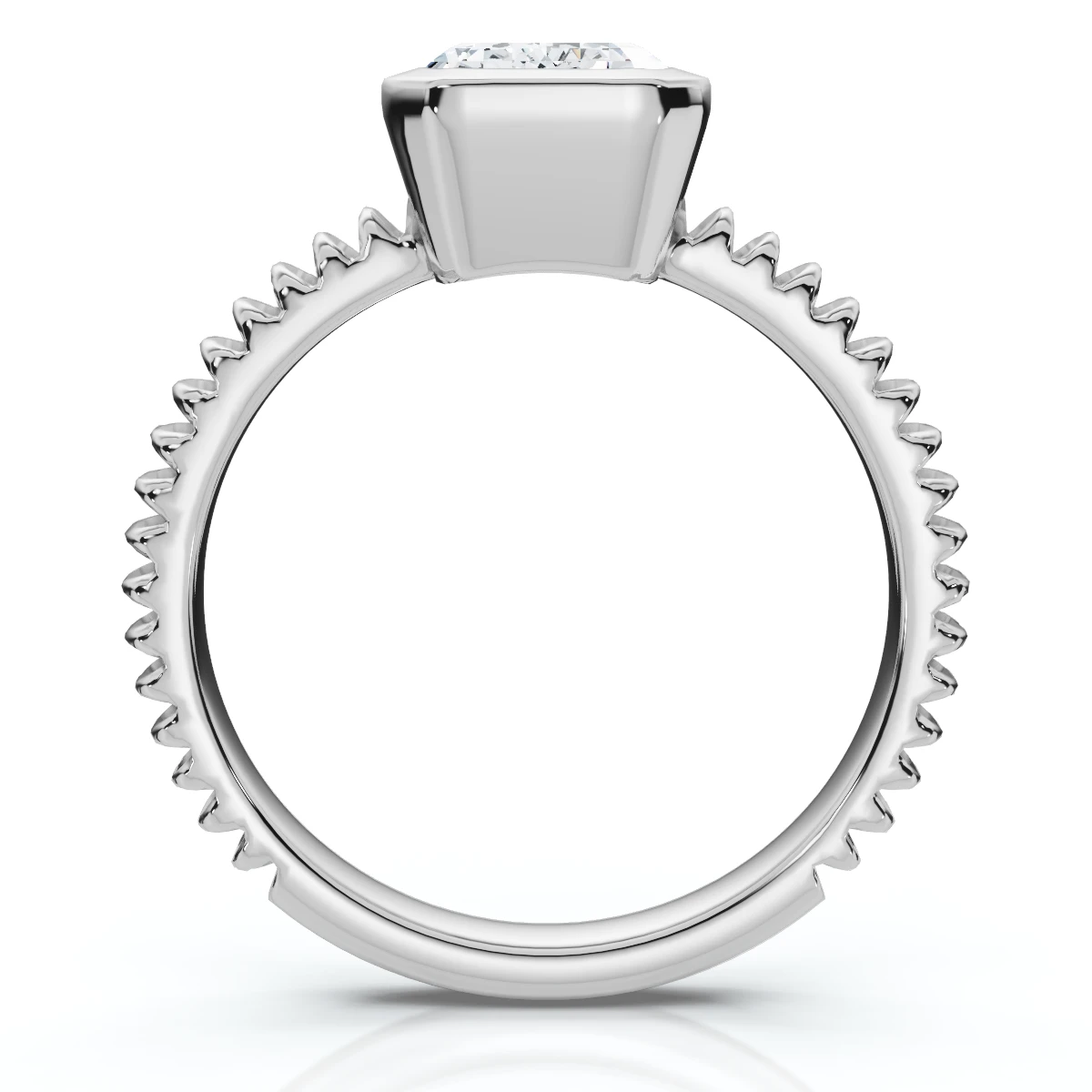 Certified 2 - 6Ct Solitaire Emerald Diamond Bezel Engagement Ring Gold Lab Grown (G-H, VS2-SI1)