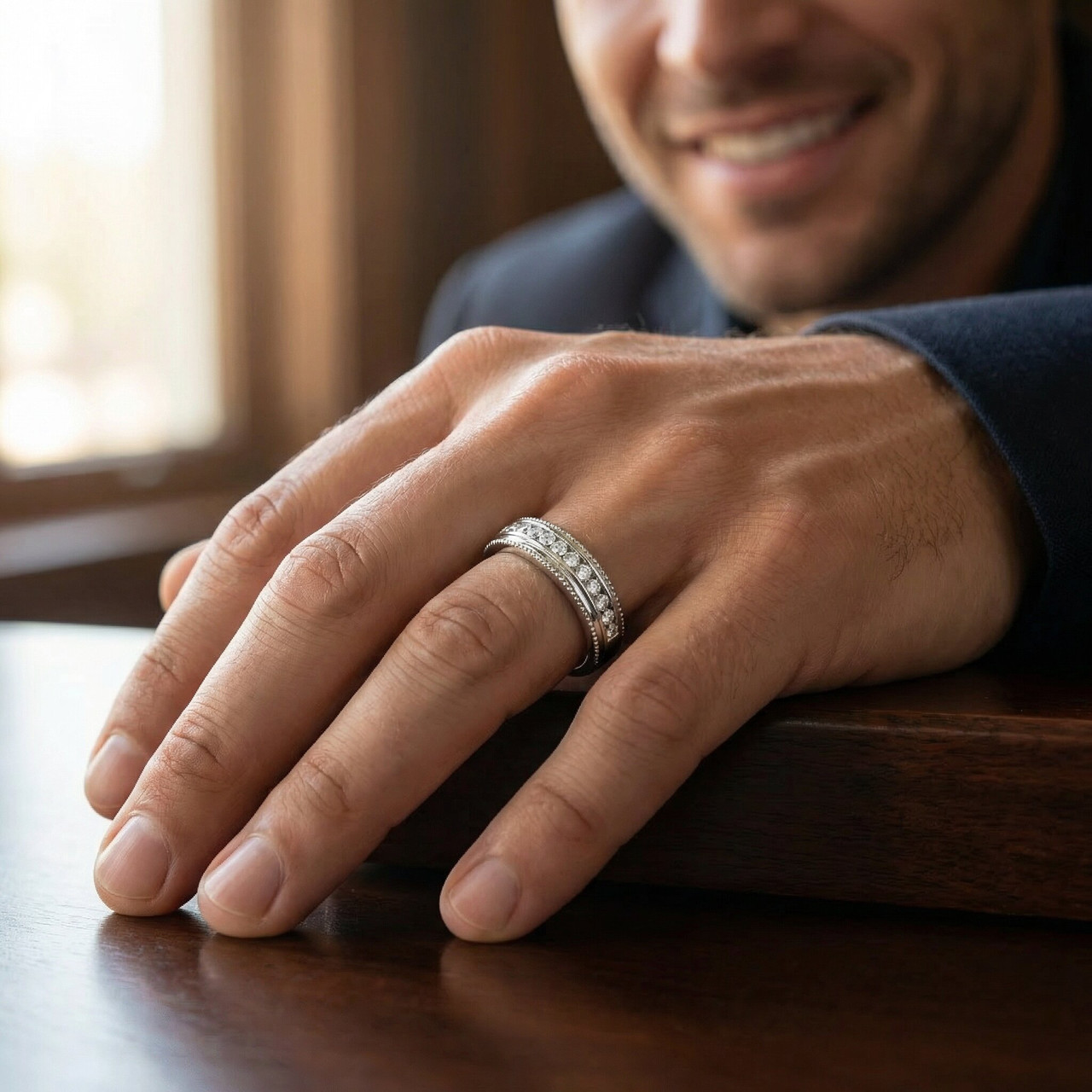 1/2Ct Men's Diamond Wedding Anniversary Ring 10k Gold Lab Grown Channel Set (F-G, VS)