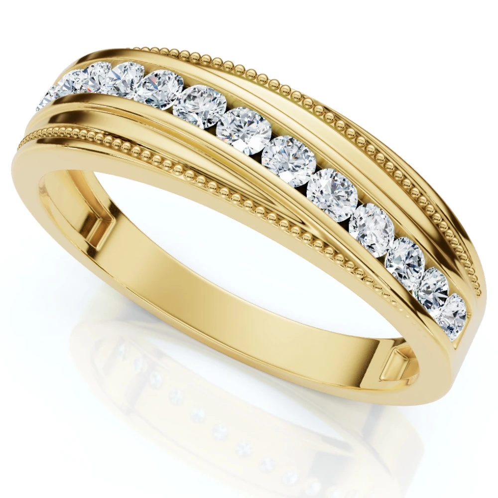 1/2Ct Men's Diamond Wedding Anniversary Ring 10k Gold Lab Grown Channel Set (F-G, VS)