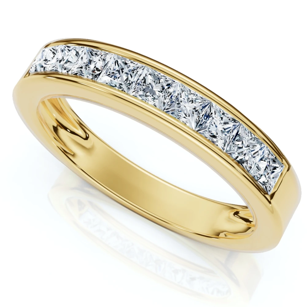 1/2Ct Princess Cut Diamond Wedding Ring 14k Gold Channel Set Lab Grown (F-G, VS)