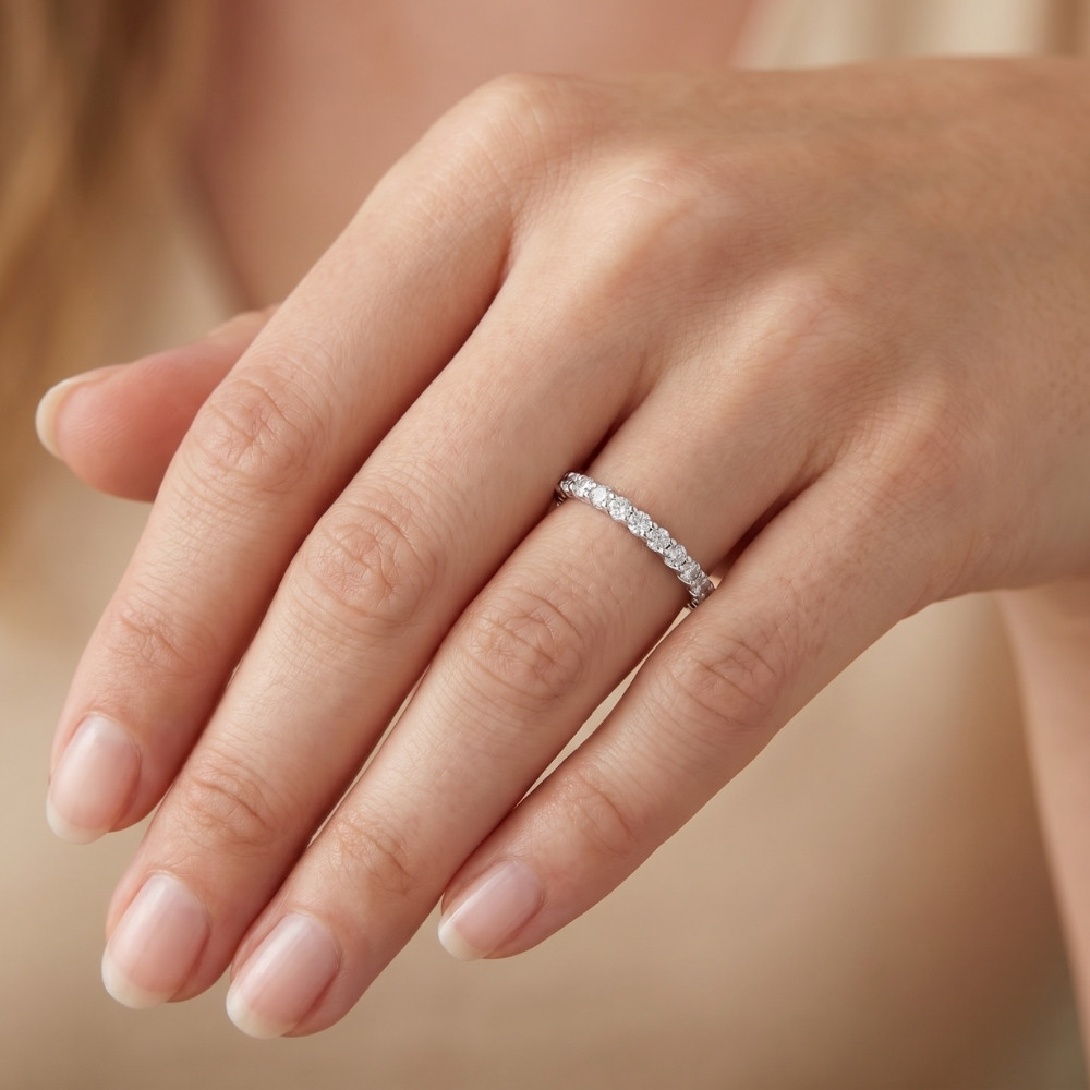 1 1/2Ct Diamond Eternity Wedding Womens Ring 14k Gold or Platinum Lab Grown (F-G, VS)