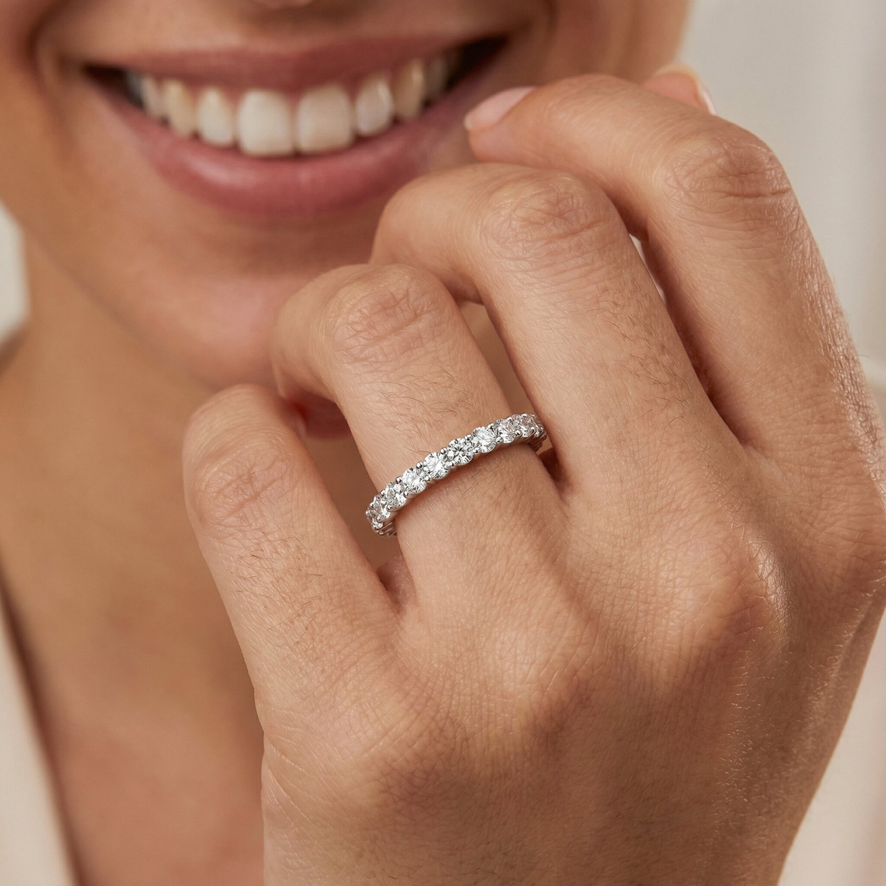 3/4Ct Diamond Eternity Ring 14k Gold or Platinum Wedding Band Lab Grown (F-G, VS)