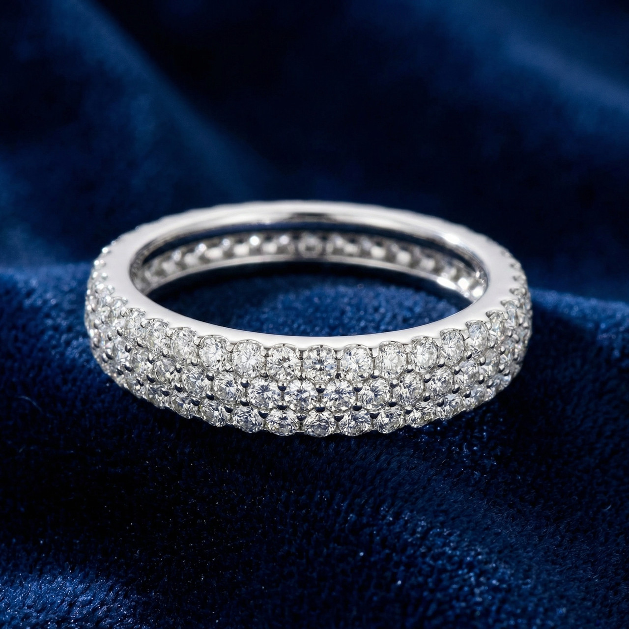 1Ct Pave Diamond Eternity Ring 14k Gold Lab Grown (G-H, VS2-SI1)