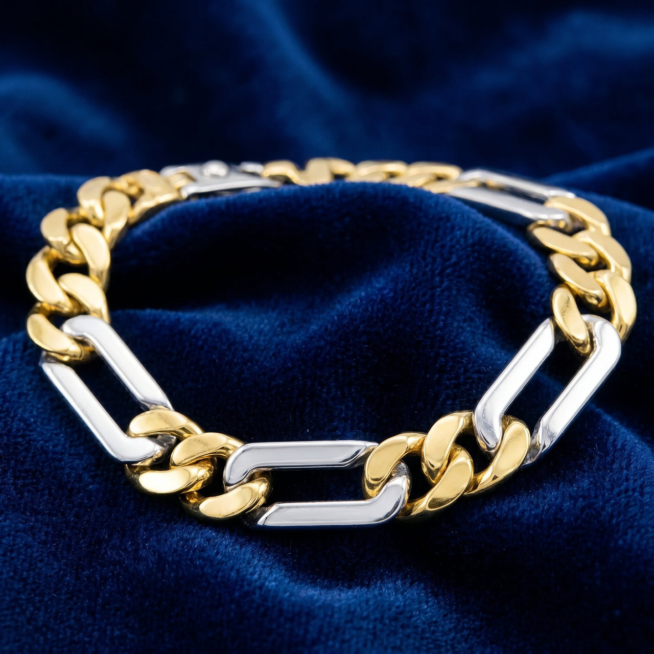 Men's Figaro Link 14k Gold (49gram) or Platinum (80gram) 10.5mm Bracelet 8.25"