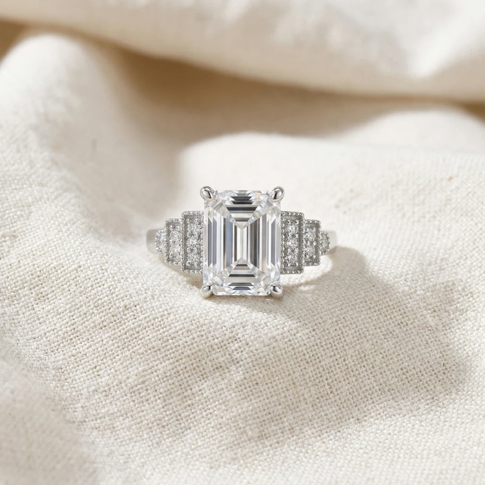 Certified 2.15Ct - 6.15Ct Emerald Cut Lab Grown Diamond Engagement 14k Gold Ring (G-H, VS2-SI1)