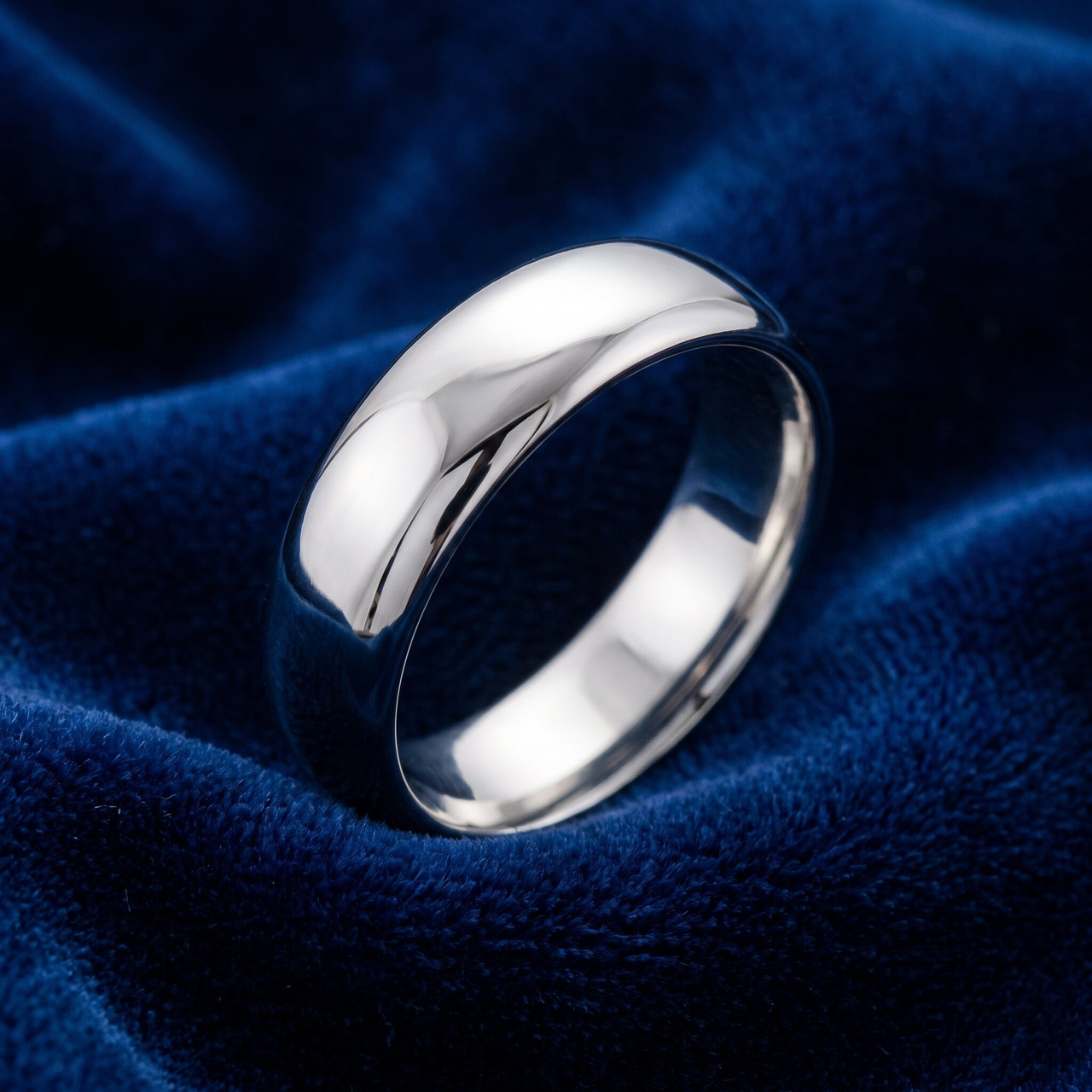 Mens 14k White Gold 6mm Designer Chad Ra Wedding Band