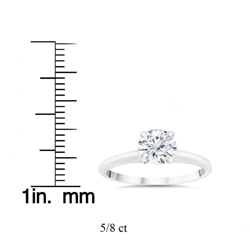 5/8ct Lab Created Diamond Solitaire Engagement Ring 14k White Gold (F-G, VS2-SI1)